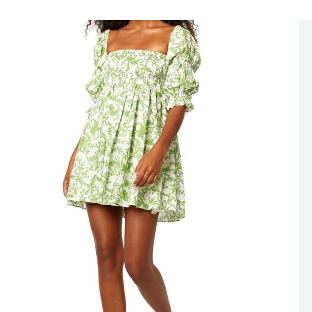 MISA Zadie Green Floral Mini Dress